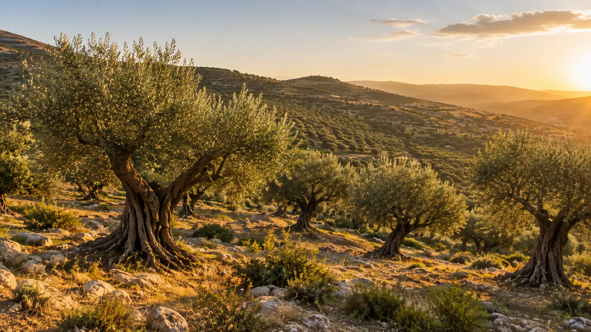 Paisaje mediterráneo formado por un olivar tradicional.